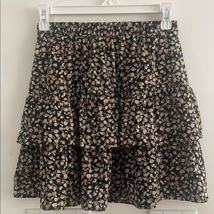 Black Floral Tiered Skirt